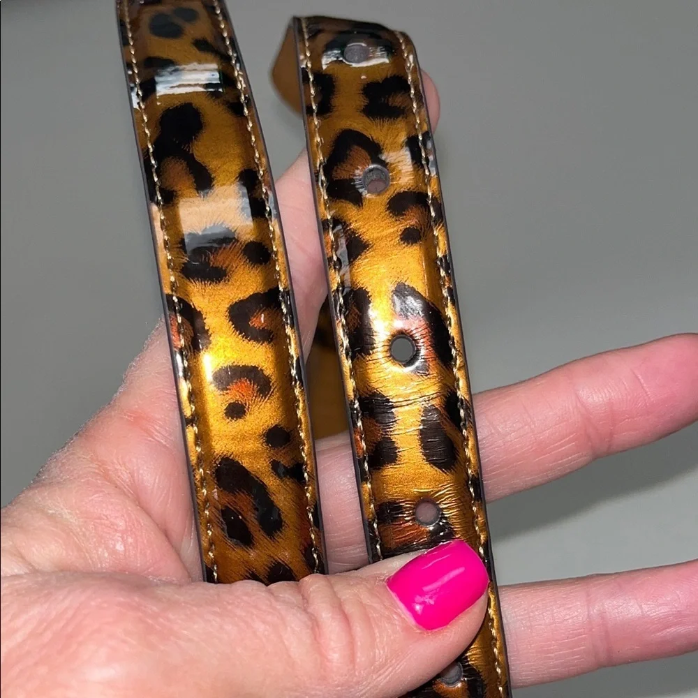 Chaps Tan foil back ground animal print Belt size XL